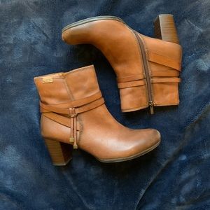 PIKOLINOS Brown Leather Block-heel Boot/Ankle boot